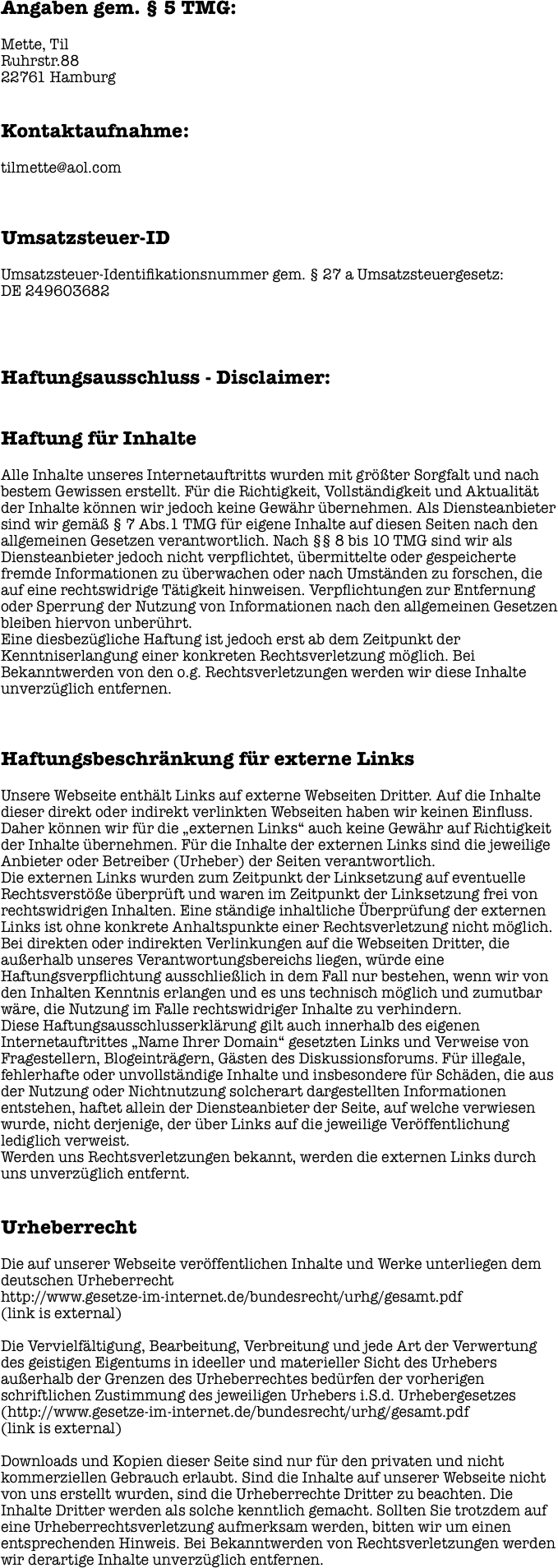 Angaben gem. § 5 TMG: